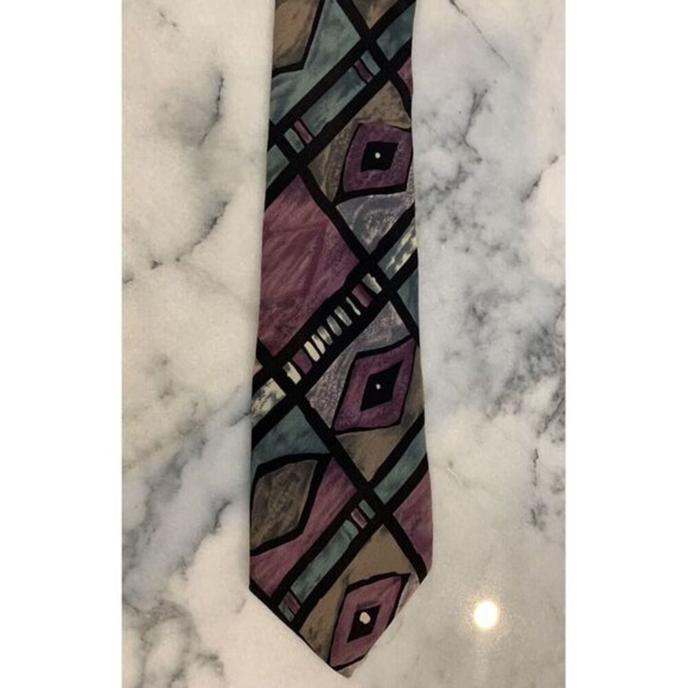 Cellini 100% Silk Geometric Abstract Art Deco Tie